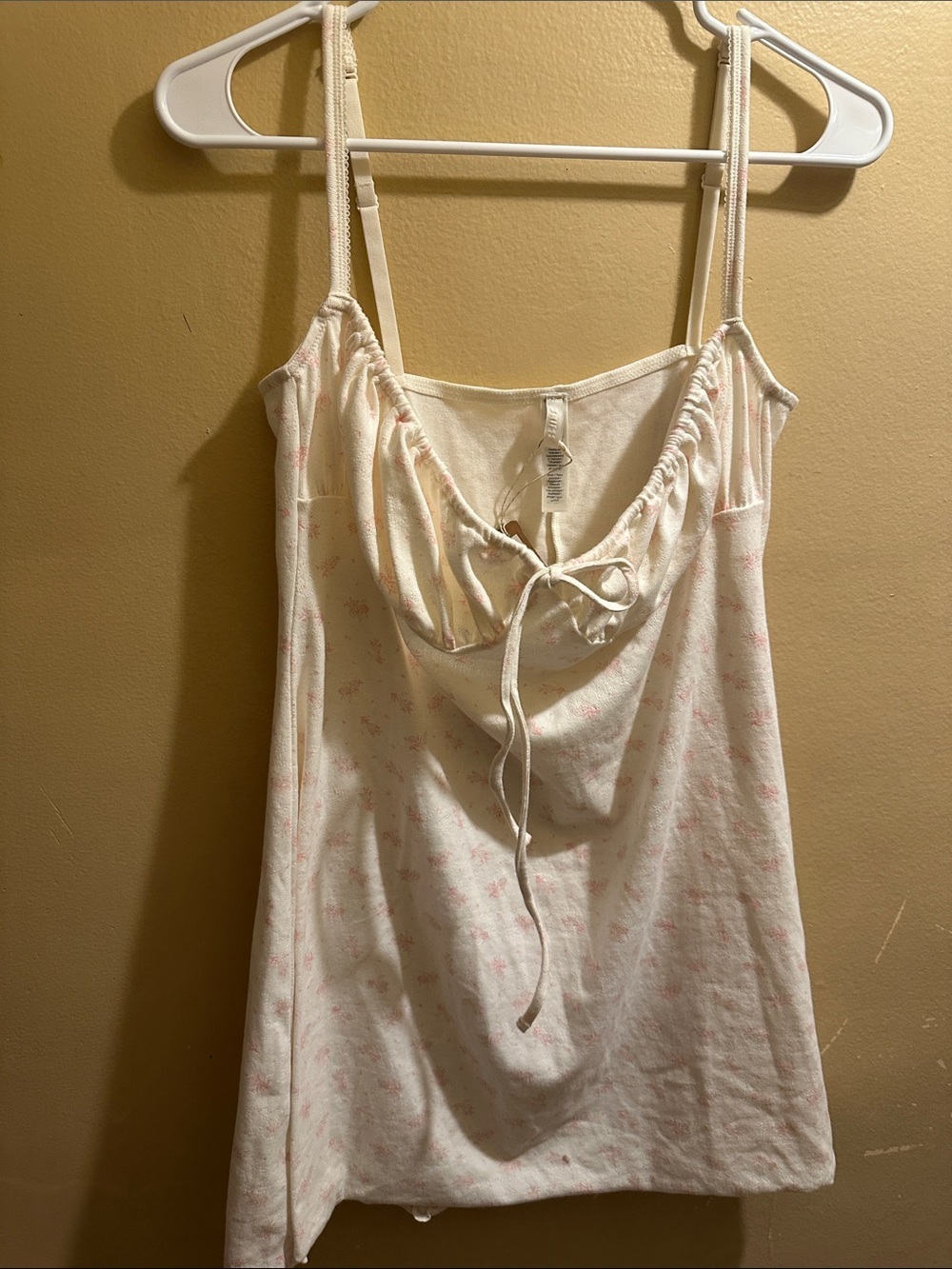 SKIMS Cream & Pink Floral Tie-Front Chemise